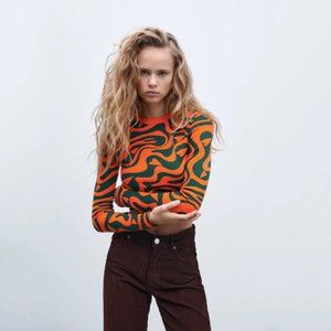 Zara Jacquard Knit Top